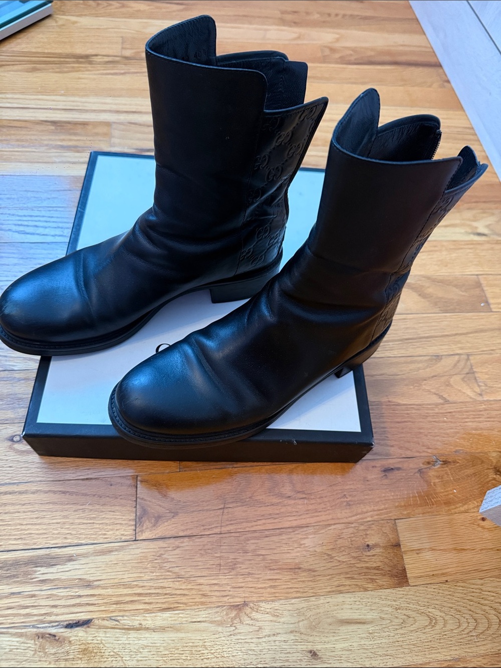 Black Leather Mid-Calf Gucci Boots